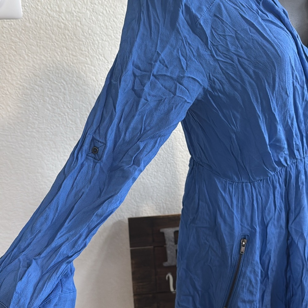 Maeve Blue Long Sleeve Wrap Mini Dress Size XXS - Picture 3 of 7